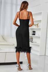 Cayia Feather Midi Bandage Dress